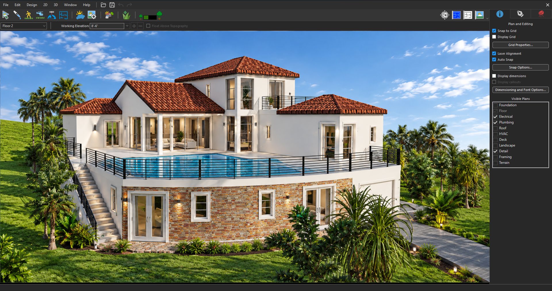 LuxCore rendering menu in TurboCAD/Home Design software