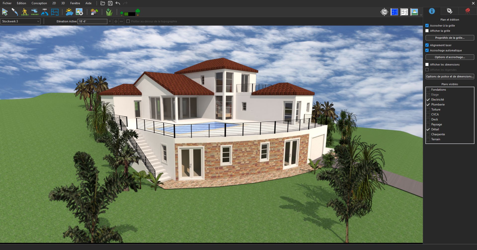 Menu de rendu LuxCore dans le logiciel Home Design