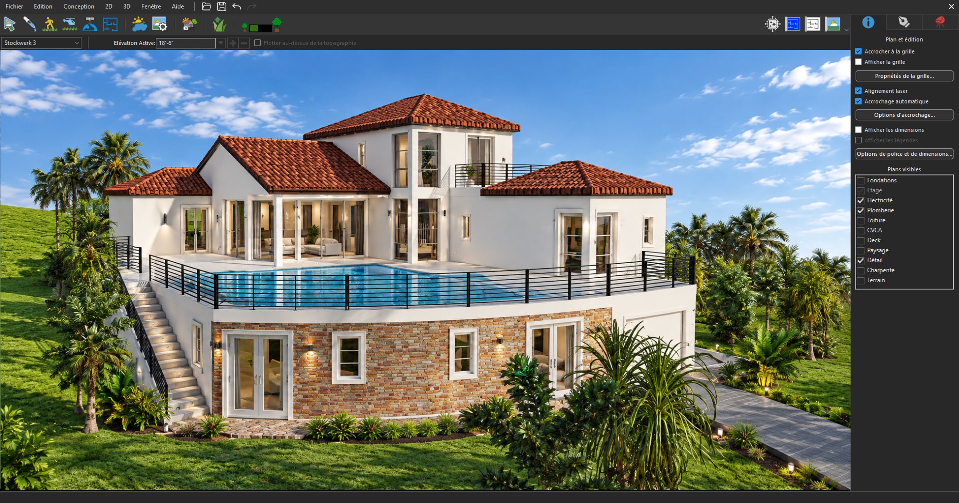 Menu de rendu LuxCore dans le logiciel Home Design
